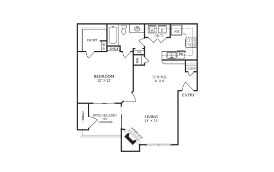 the floor plan for a two bedroom apartment at The Hudson