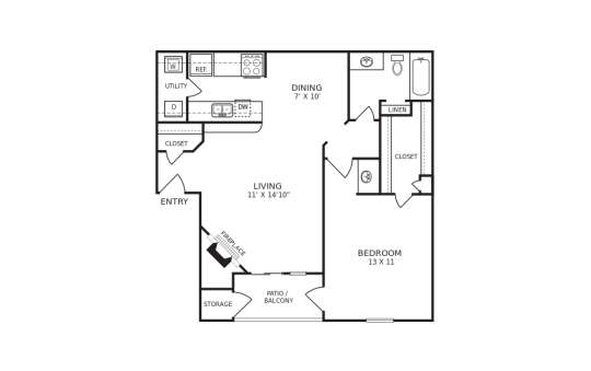 the floor plan for a two bedroom apartment at The Hudson